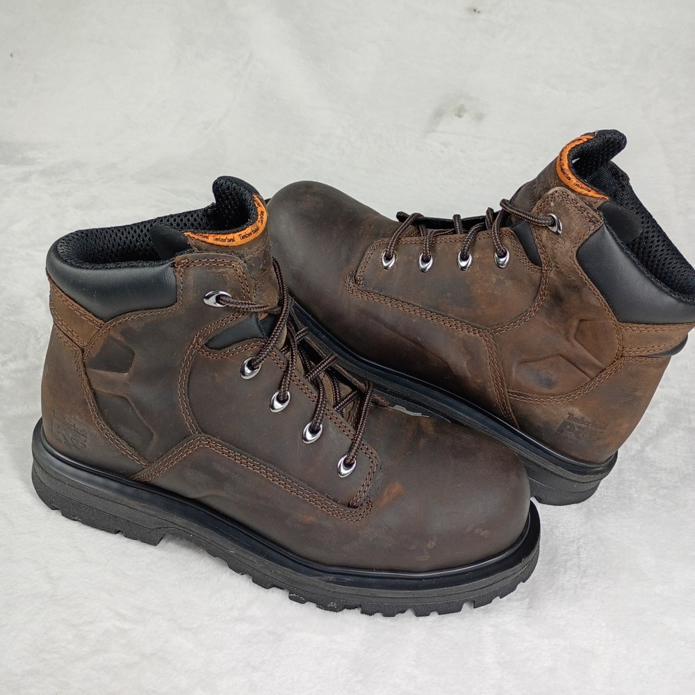 Timberland PRO Work Boots Mens 8.5 Brown  Leather Lace Up Lug Sole Hiking